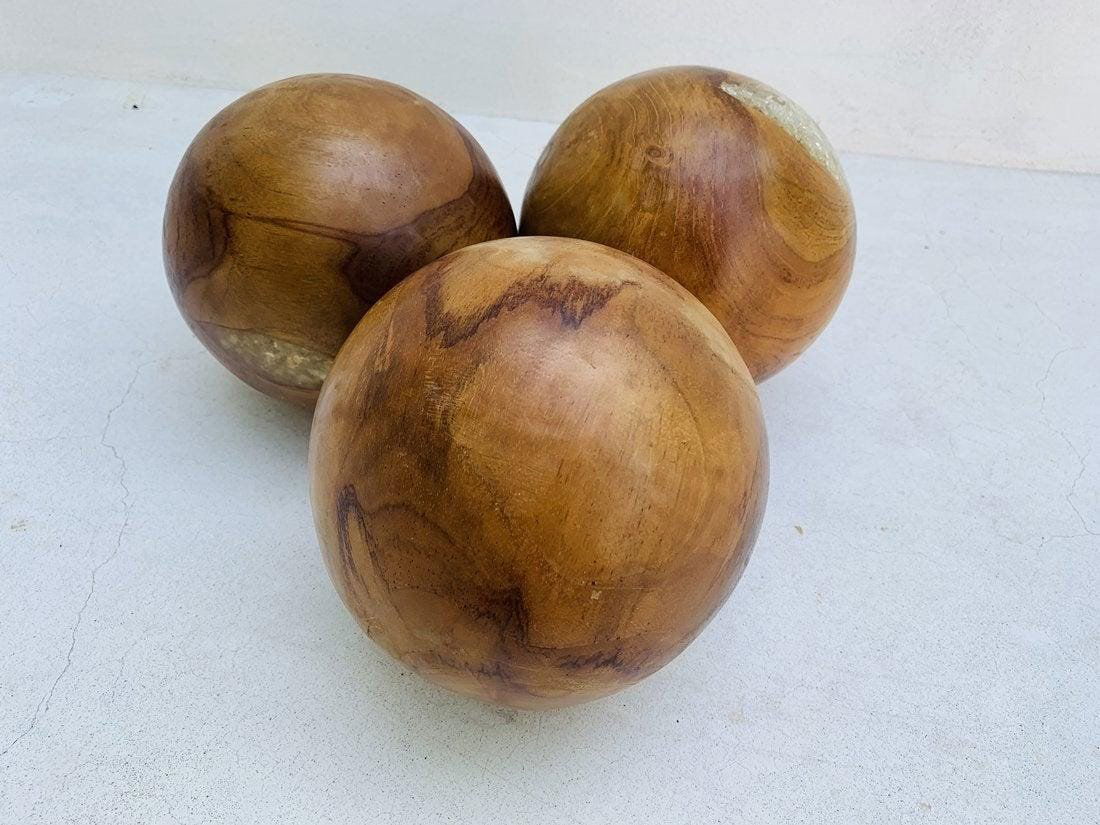 Set of 3 Wood & Resin Orb Sculptures (1 of 7)
