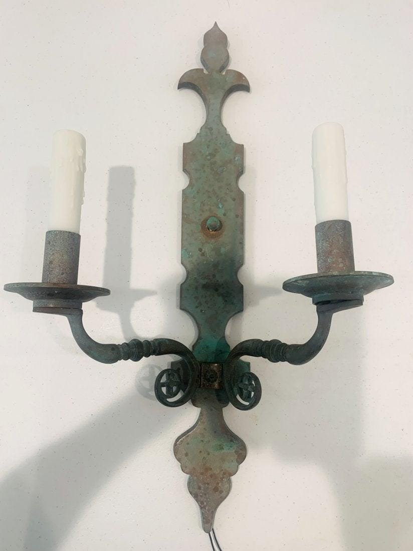 Copper Sconce with Verdigris Patina (1 of 10)