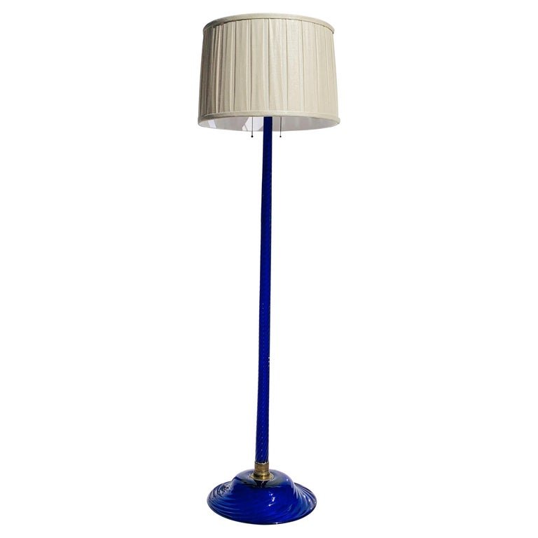 Cobalt Blue Murano Glass & Brass Floor Lamp (1 of 13)