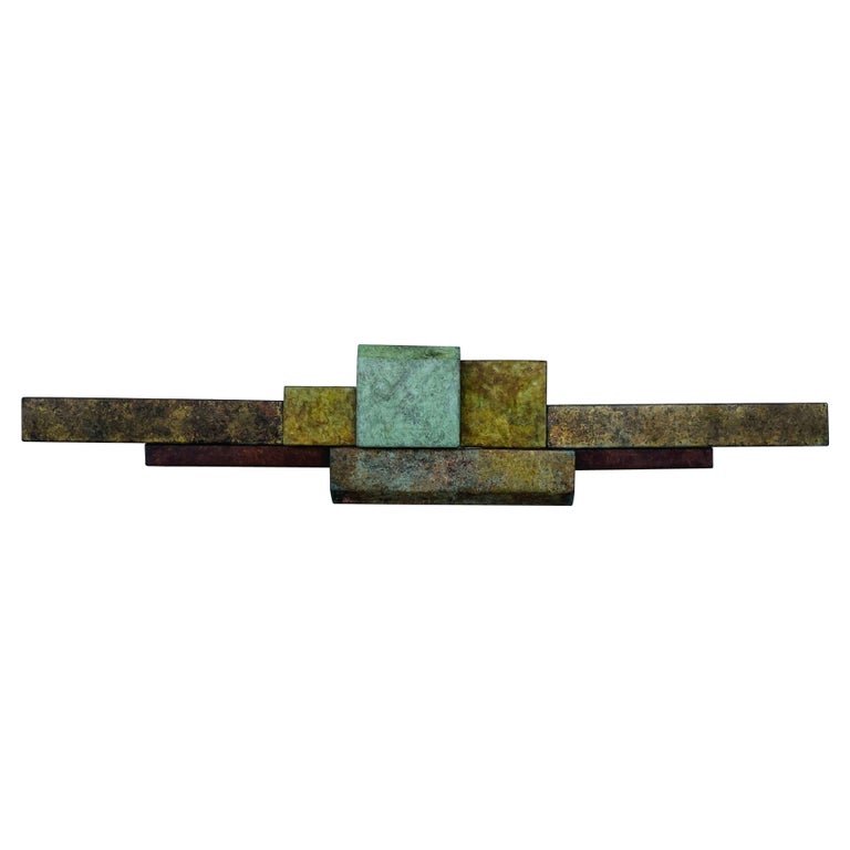 Brutalist Style Long Brass Wall Sculpture (1 of 14)