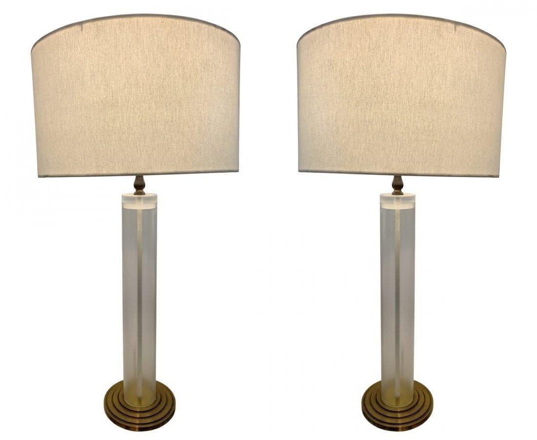 Lucite and Brass Table Lamps with Graduated Bases (1 of 10)