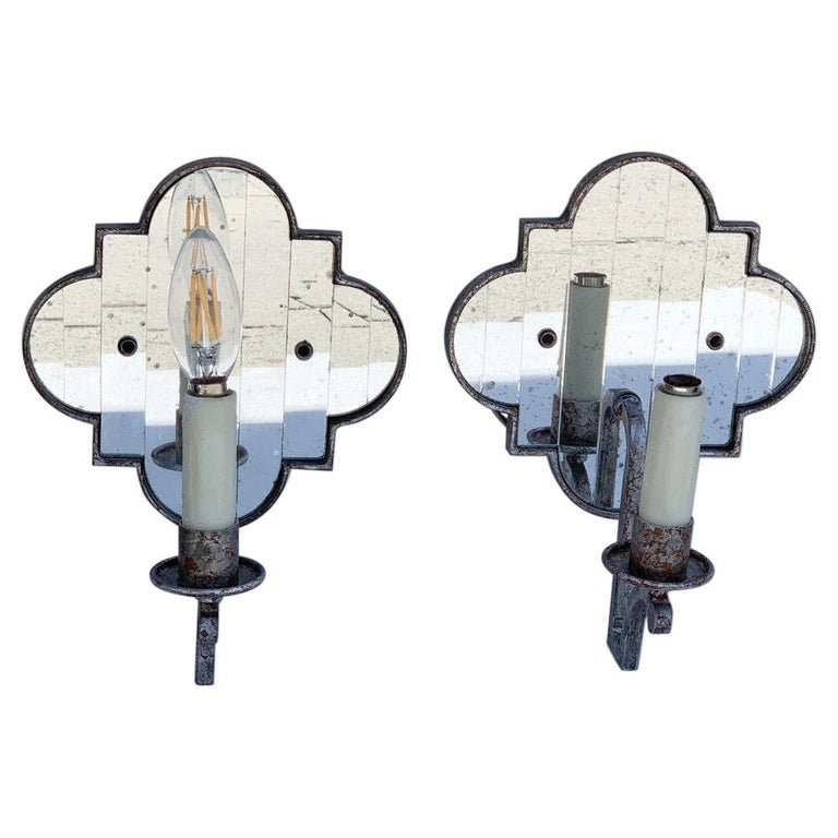 2 Modern quatrefoil Wall sconces in metal & Mirror (1 of 12)