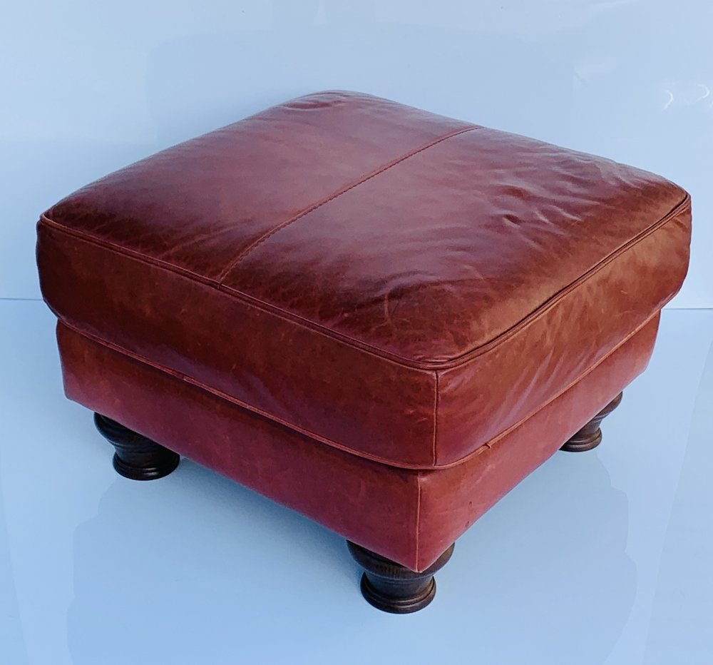 Red Leather Bench/Ottoman (1 of 9)
