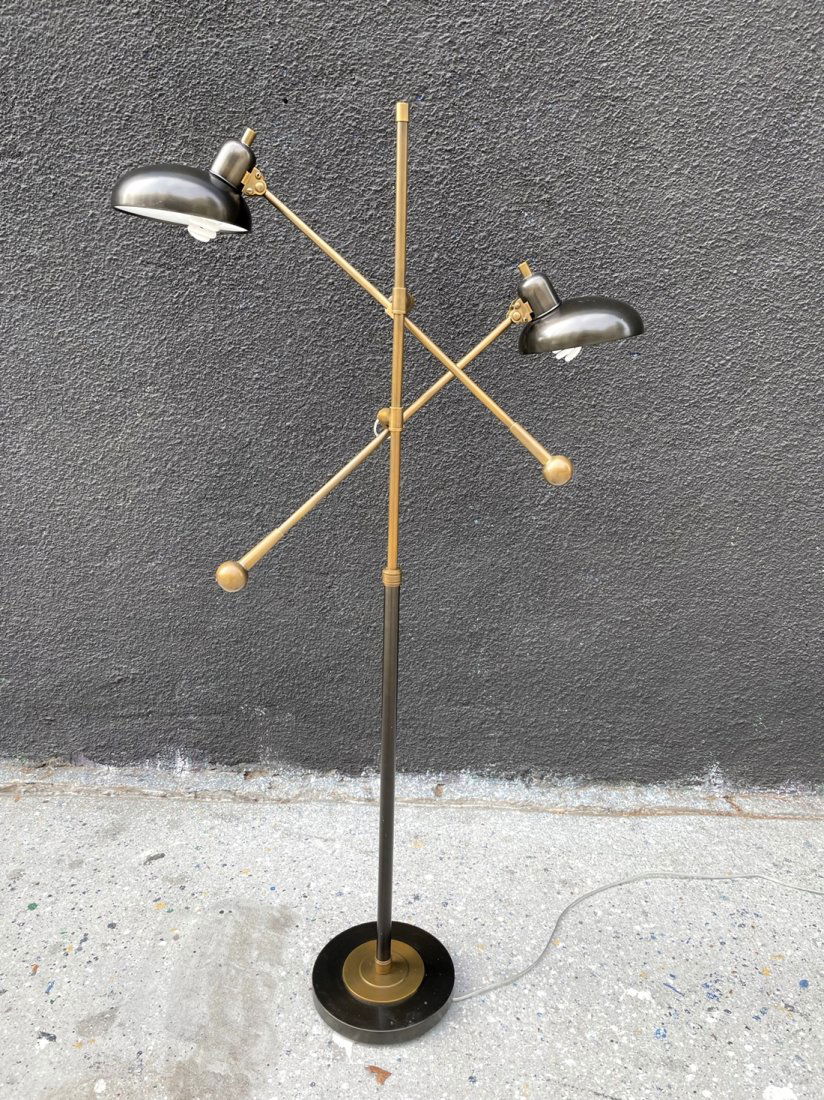 Vintage Style Double-Arm Floor Lamp in an Antique Brass Finish (1 of 13)