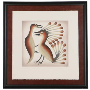 -Raven's Proposal- Etching by Kenojuak Ashevak: Kenojuak Ashevak (Inuit/Canadian, 1927 â€“ 2013)Ravenâ€™s Proposal, 2012Etching with aquatint on paperSigned to the lower rightNumbered 22/50Blind stamp to the lower leftItem not examined