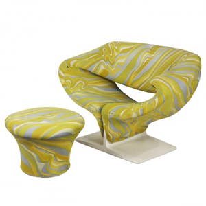 Pierre Paulin, Ribbon chair and ottoman for Artifort