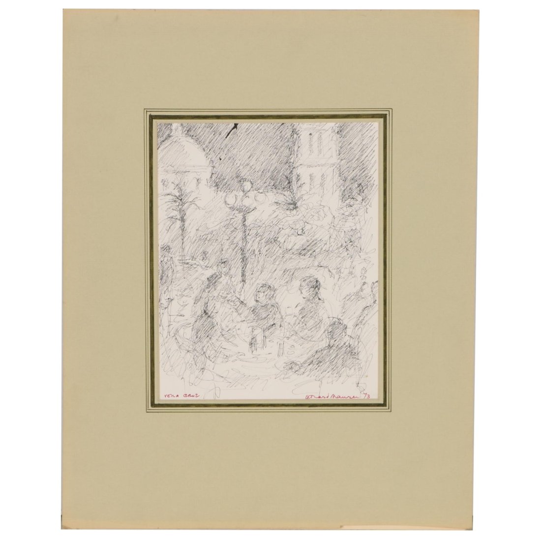 Leonard Maurer Ink Drawing "Vera Cruz, Night", 1973 (1 of 8)