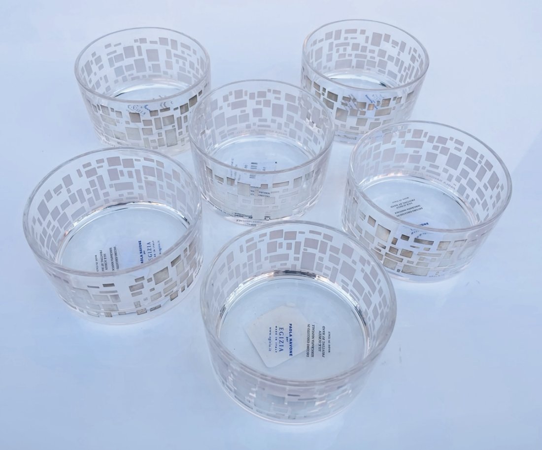 6 Dessert or Fruit Bowls by Paola Navone 4 Egizia, NEW (1 of 9)