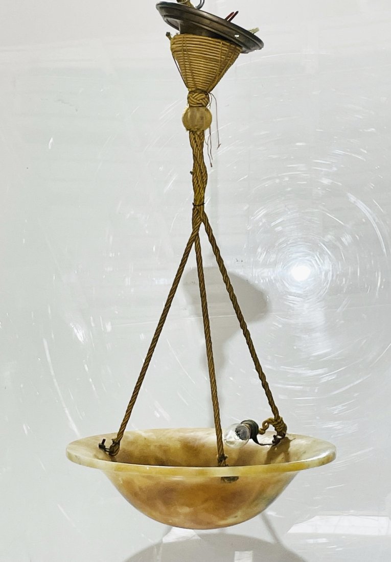 Vintage Alabaster & Brass Chandelier (1 of 14)