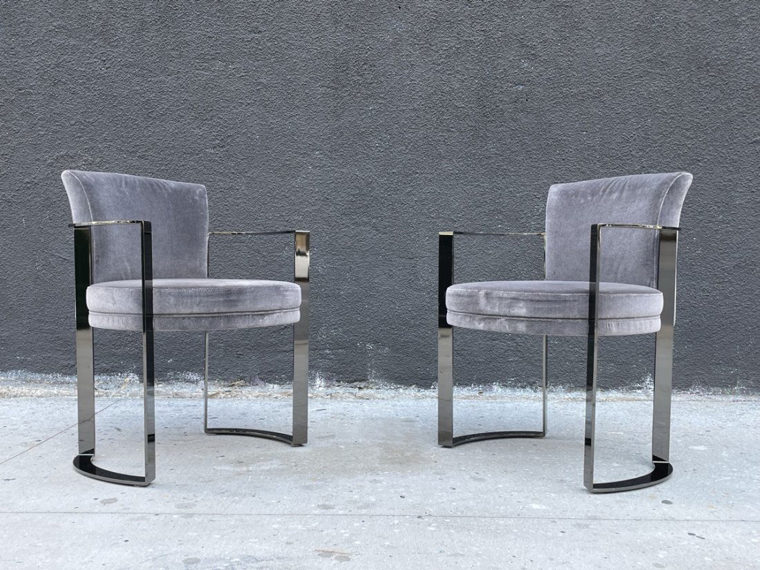 Pair of -RIPETTA- Armchairs in Black Nickel by Fendi (1 of 20)