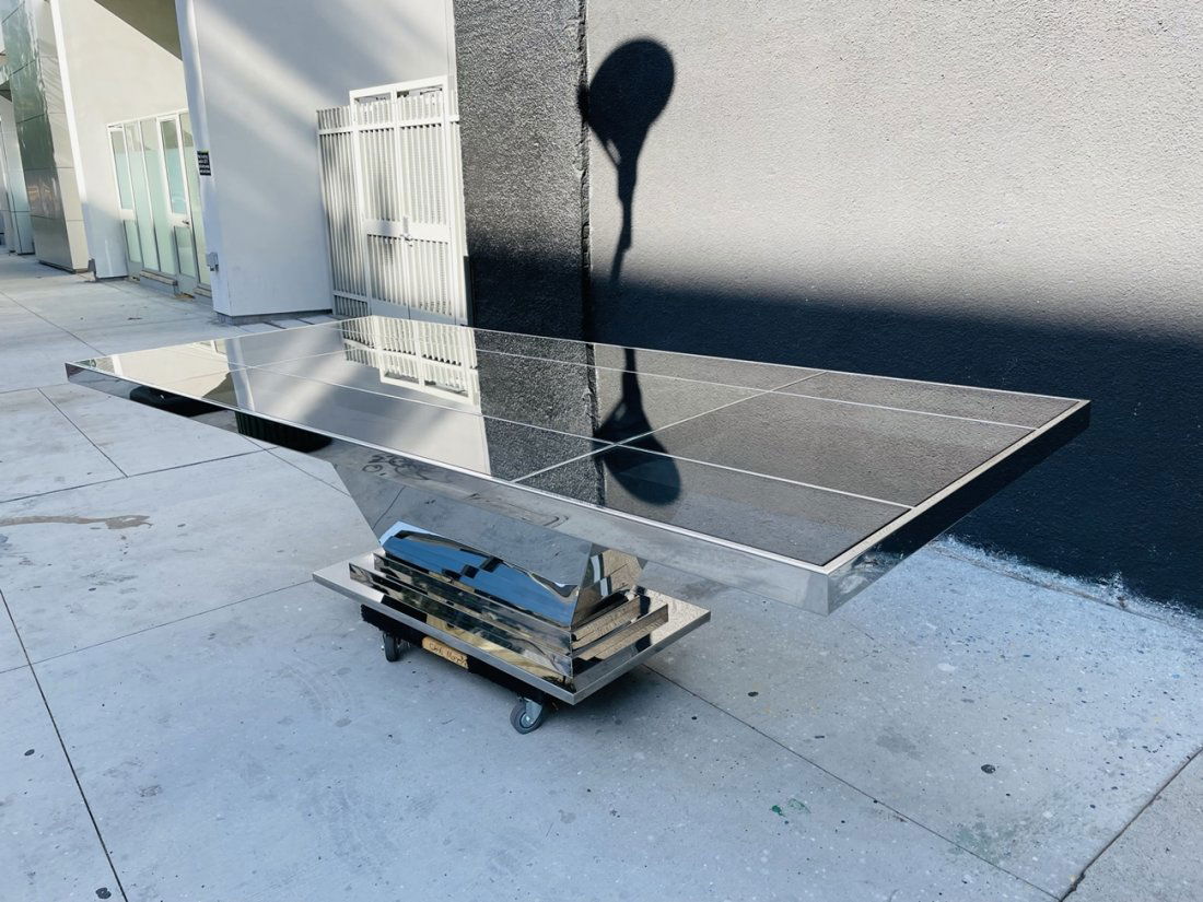 Chrome & Smoked Glass Dining Table, 118 Inches Long (1 of 16)
