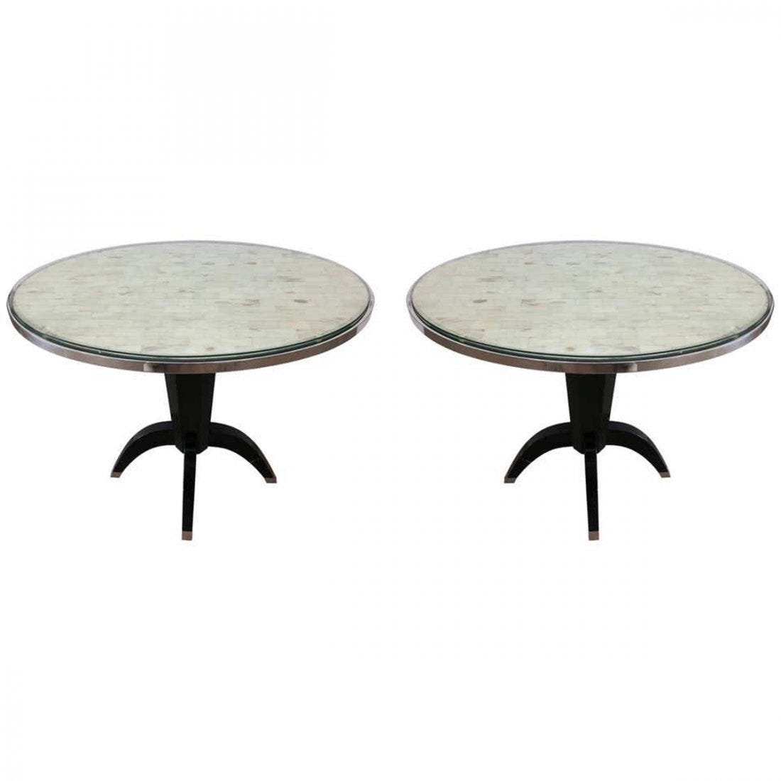 Pair of side Tables with Mother of Pearl & Glass (1 of 9)