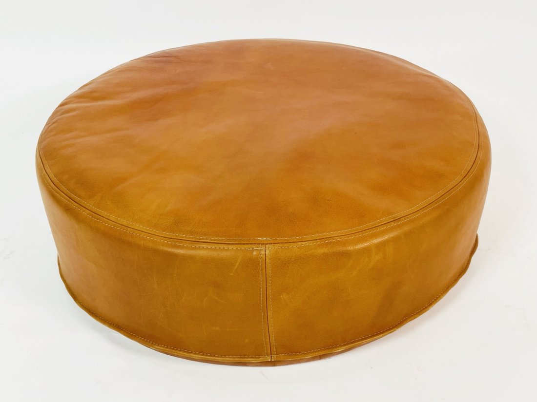Vintage Brown Leather Ottoman (1 of 7)