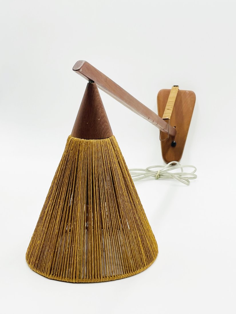 Danish Teak & Jute Wall Sconce by Ib Fabiansen for Fog & Morup (1 of 13)