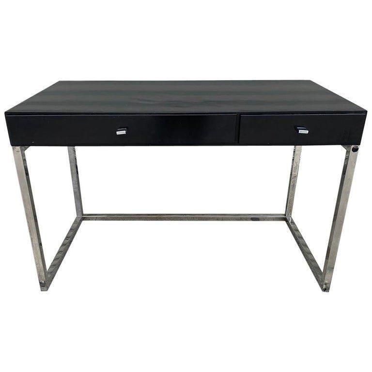 Modern desk with Black top and chrome base (1 of 10)