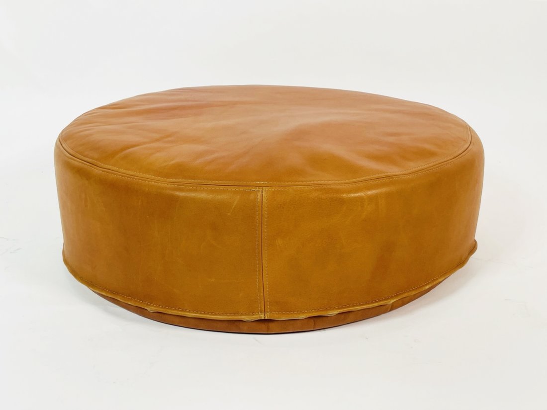 Vintage Brown Leather Ottoman (1 of 7)