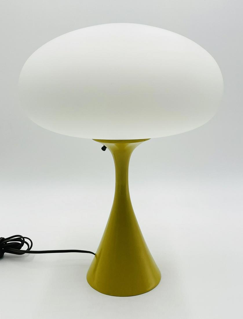 Mushroom Lamp by Bill Curry for Laurel Lamp Corporation: Iconic mid-century modern Mushroom table lamp designed by Bill Curry and manufactured by Laurel Lamp Corporation in the 1950s.This particular example has a powdered coated yellow base topped with a mu