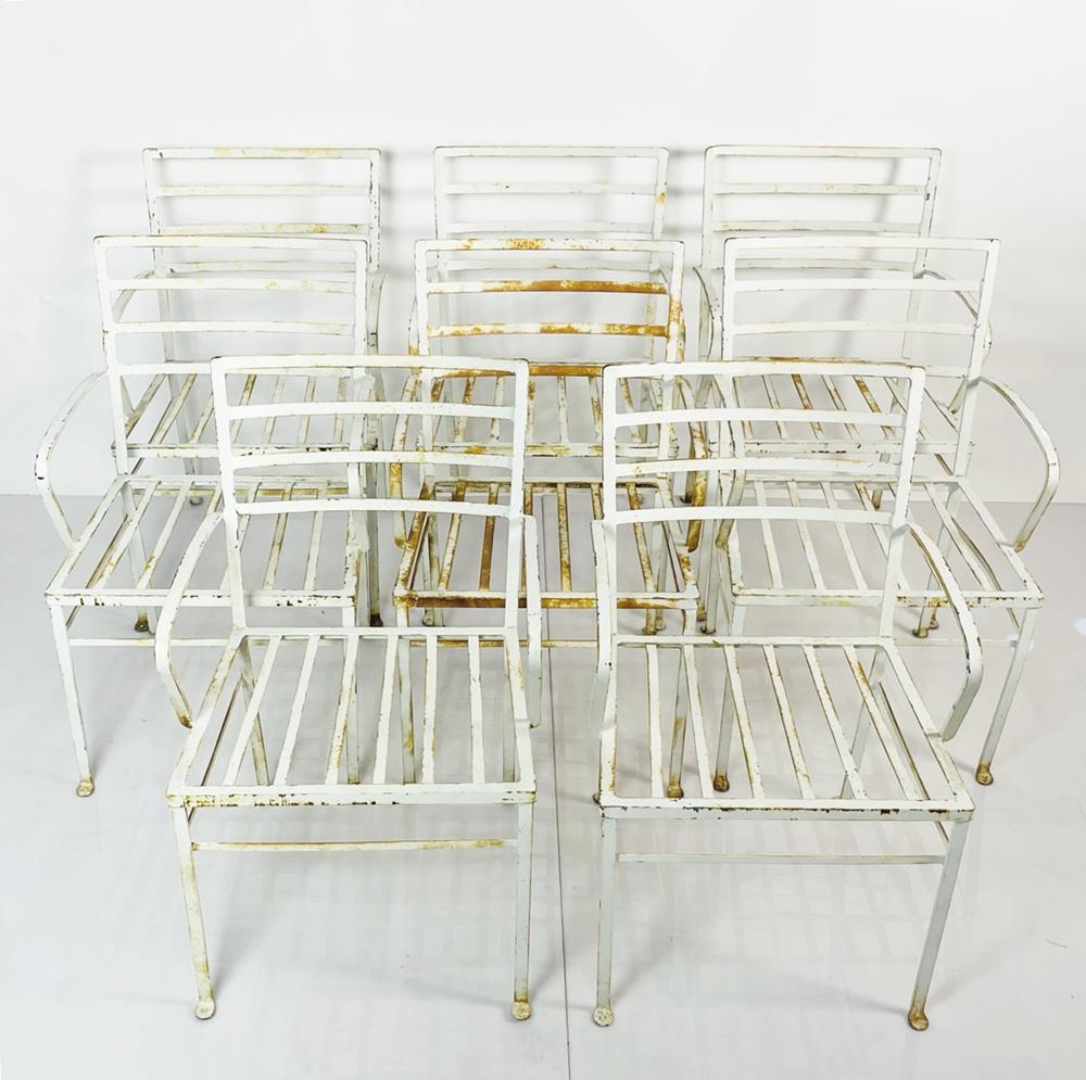 Lot of 8 Patio/Dining Chairs Solid Steel & Painted White (1 of 9)