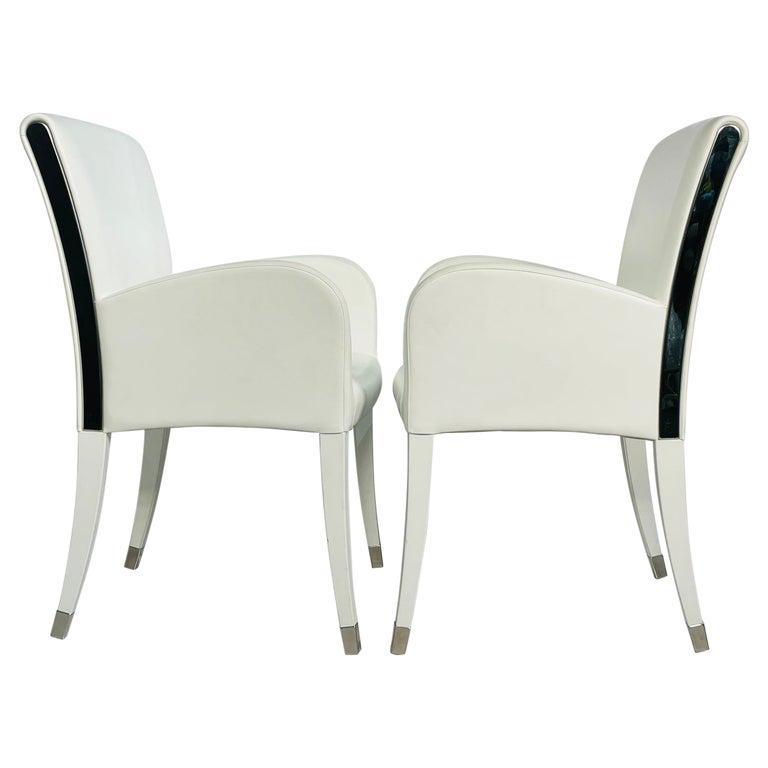 Pair of Elisa Armchairs embossed in White Leather by Fendi (1 of 13)