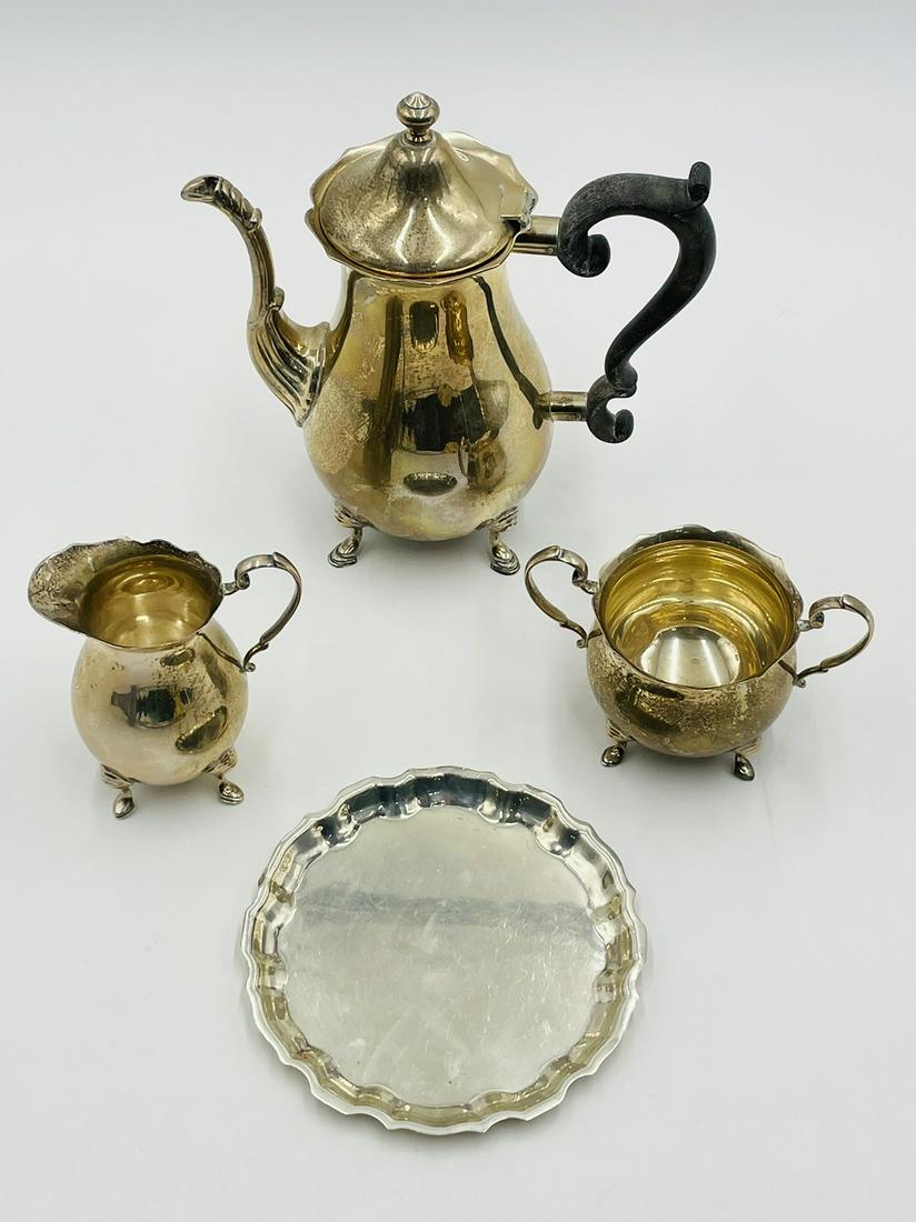 Sterling Silver Tea/Coffee Service including Tea/coffee pot, suggar caddie, creamer & tray (1 of 20)
