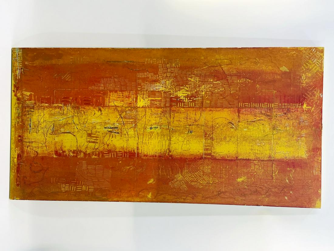Abstract Painting in Orange & Yellow Tones by Grace Short, Signed. (1 of 11)