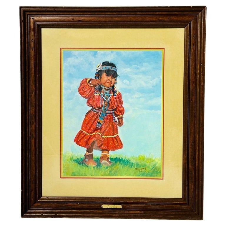 "Sunday Best" Painting of a Native American Girl by Carol Theroux (1930-2021) (1 of 12)