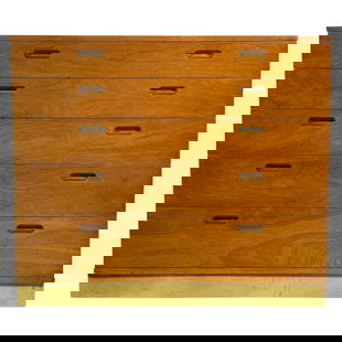 Chest of Drawers by Edward Wormley for Dunbar: Beautiful chest of drawers designed by Edward Wormley for Dunbar. The cabinet 5 drawers, the top drawer comes with separations for different garnments. The piece is in good vintage condition and it