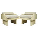 Pair of Travertine Arm Chairs Attb to Stephane Parmentier