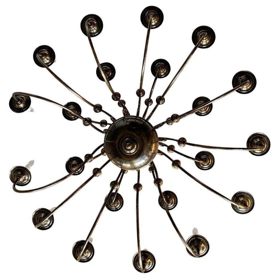 21 Arm Solid Brass Chandelier by Feldman, CA 1980s (1 of 20)