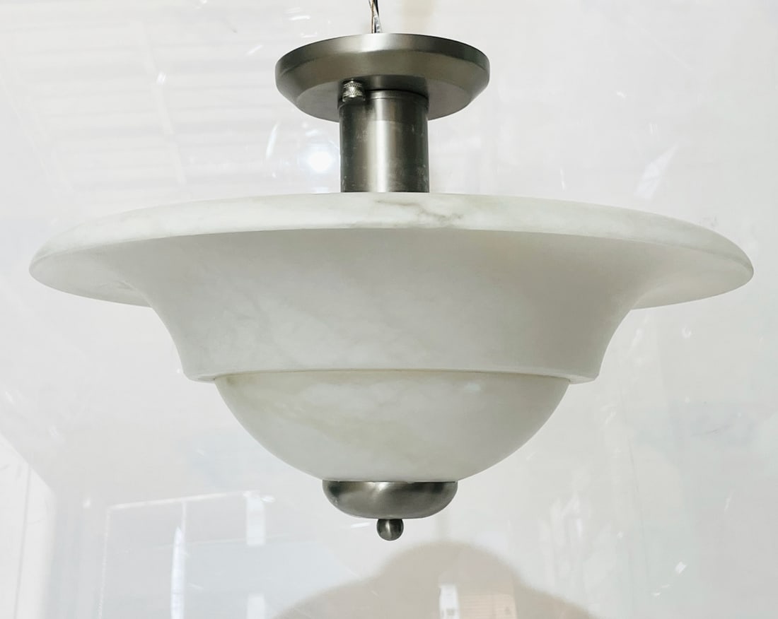 Alabaster and Brushed Nickel Chandelier Made in Spain (1 of 7)