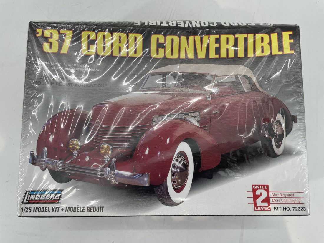 1937 Lindbergh Cord Convertible 1/25 Model Kit #72323 Scale Model Car, Unopened Box (1 of 7)