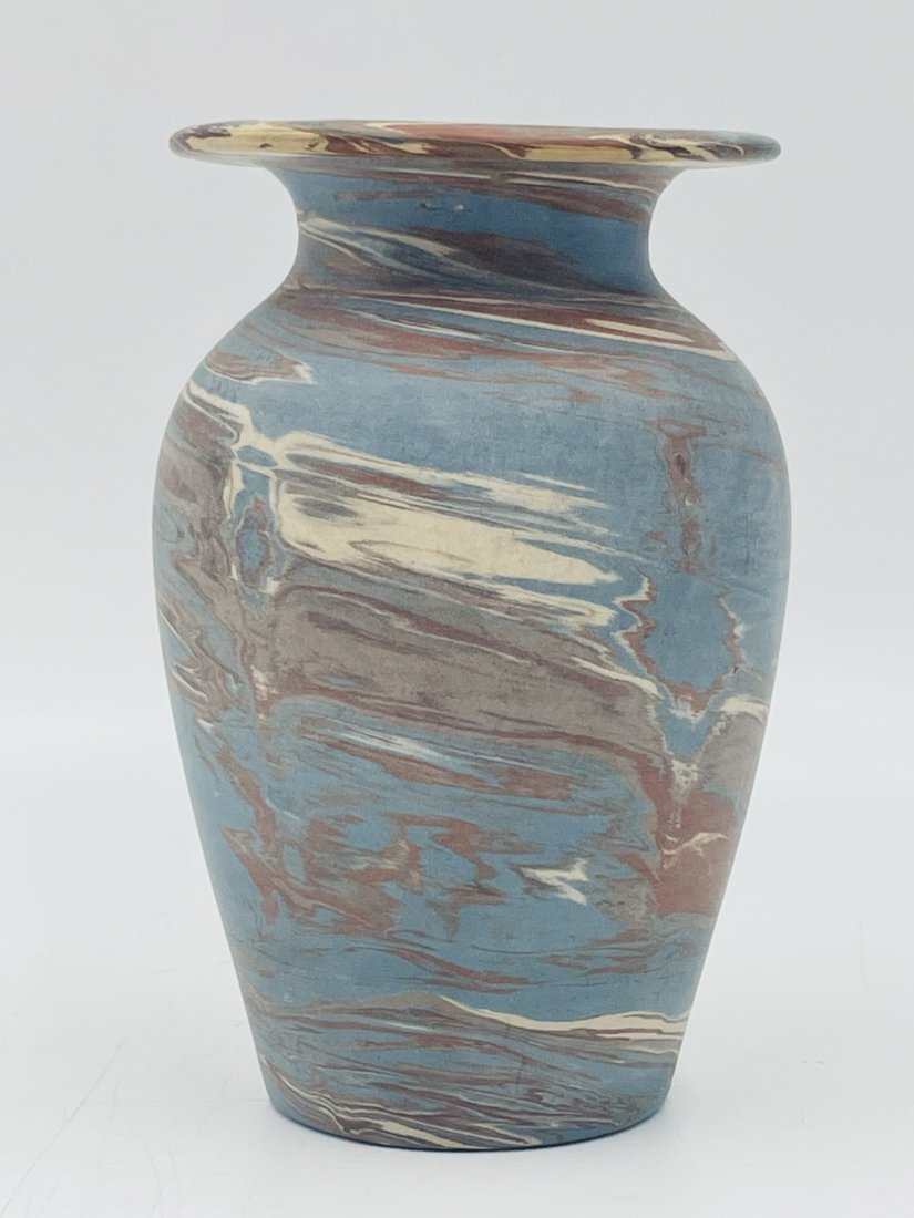 Vintage Niloak Blue and Brown Swirl Mission Pottery Vase (1 of 9)