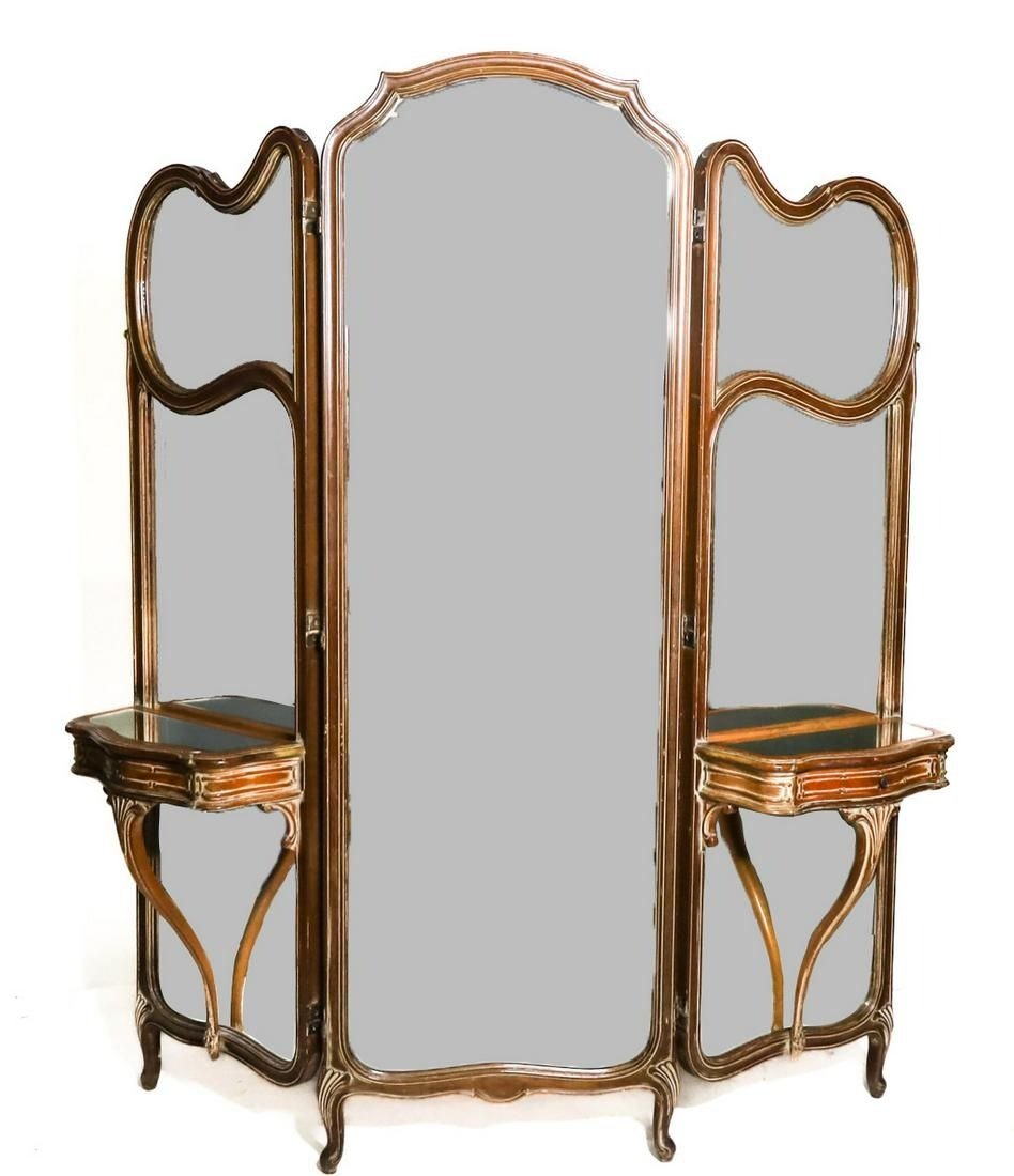 French Tri-Fold, Dressing Mirror w/Drawers (1 of 11)