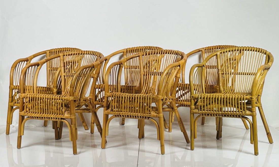 Set of Six Vintage Rattan Chairs (1 of 17)