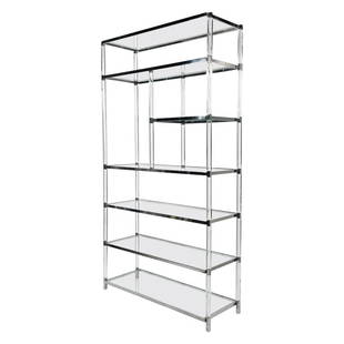 Lucite and Nickel Etagere by Charles Hollis Jones from the Metric Collection: Stunning Lucite and polished nickel etager designed and manufactured by Charles Hollis Jones. This cabinet was designed and manufactured in 1966 during his time with Hudson Rissman and it has not bee