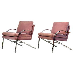 Pair of Arco Chairs by Paul Tuttle, USA 1970's: Introducing the exquisite Pair of "Arco" Chairs by Paul Tuttle for Strassle. Manufactured in the USA, originating from the stylish 1970's era The chairs feature sleek arms with one arm stretching down