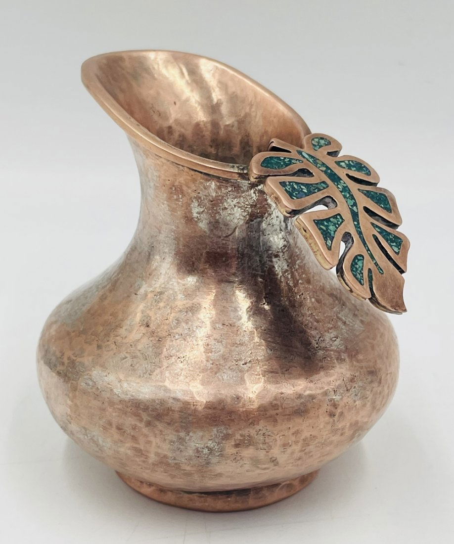 Vintage Silver & Copper  Pitcher with Stone Inlay by Alfredo Villasana, Taxco Mexico (1 of 14)