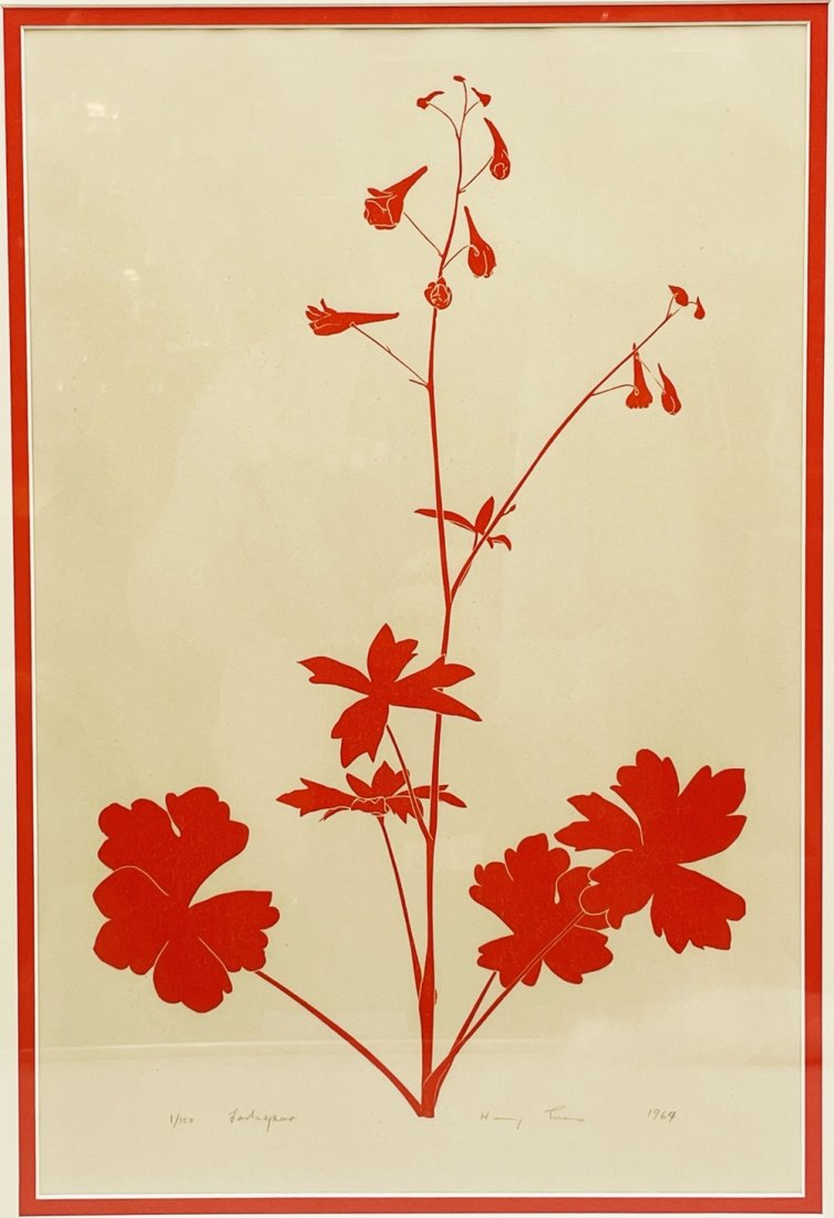 Botanical Linocut by Henry Evans (American 1918-1990, Hand Signed and #1/100, Dated 1964 (1 of 12)