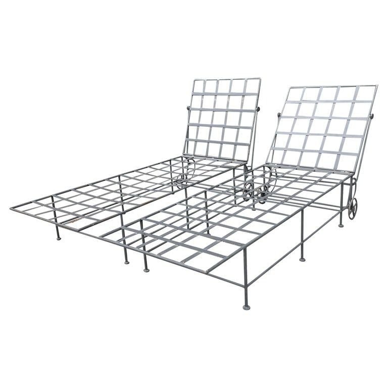 Pair of Wrought Iron Lounge Chairs with Wheels in the Style of Mario Papperzini (1 of 20)