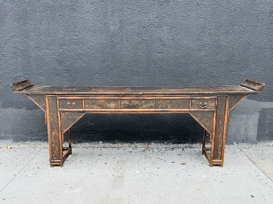 Vintage Chinese Altar Console Table 103 Inches Wide (1 of 18)