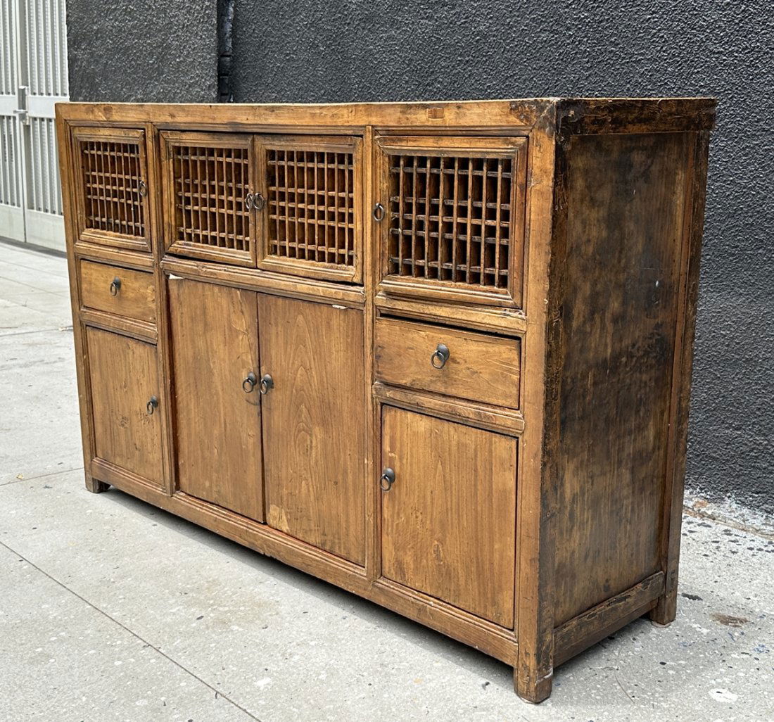 19th Century Style Chinese Lattice Door Cabinet with Drawers and Shelves. (1 of 15)