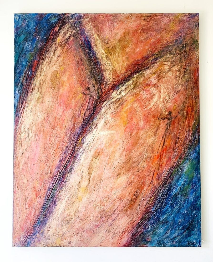 Mixed Media Paiting Titled "Liberation" by Robyn Killian, Signed by the Artist: Stunningly and bold original painting by Robyn Killian titled _LIBERATION-. The painting is a mixed media on canvas displaying beatiful and bright colors with great textured and color palette. The pai