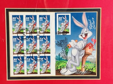 Bugs Bunny Stamp, First Day Ussue, With Signatures from Robert Guthrie and Others.