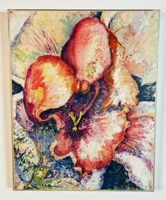 Original Watercalor Painting by Z. Charlotte Sherman Titled Cymbidium with Lacewing