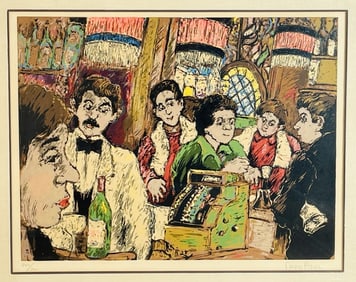 Bar Scene Lithograph by David Azuz, Signed & Numbered #250/300