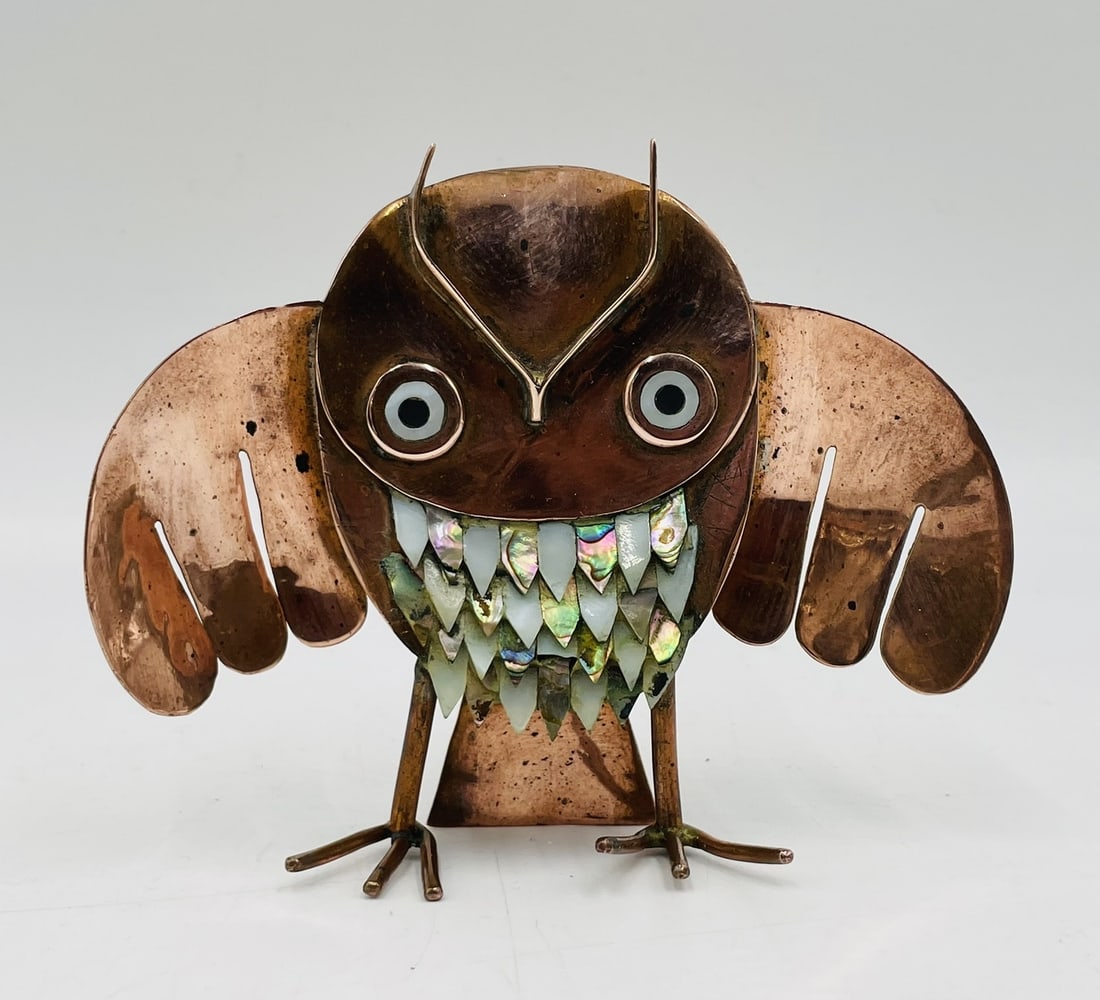 Copper and Abalone Owl Sculpture by Los Castillo (1 of 15)