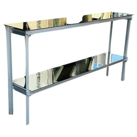 Two Tier Aluminum and Glass Console Table