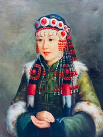 Portrait of  Young Lady, China Mid to Late 20th Century, Signed. After Chen Dan Qing