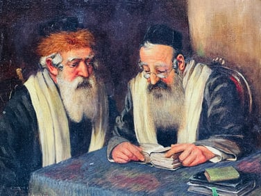 -Rabbis Reading- Painting in the Style of Alois Priechenfried (Austria 1867-1953)
