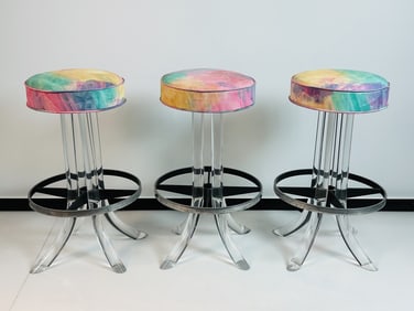 Set of 3 Lucite TUSK Counter Stools after Charles Hollis Jones, USA 1970s